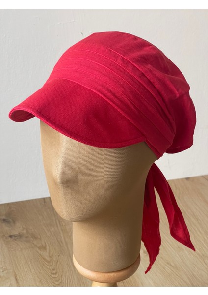 Safari Kadın Şapkası , Bağlamalı Eşarplı Şapka Plaj Şapkası Siperli Bandana Şapka