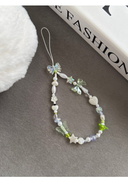 Yeşil Fiyonk Charm Telefon Askısı Telefon Süsü Fotoğraf Makinesi Süsü