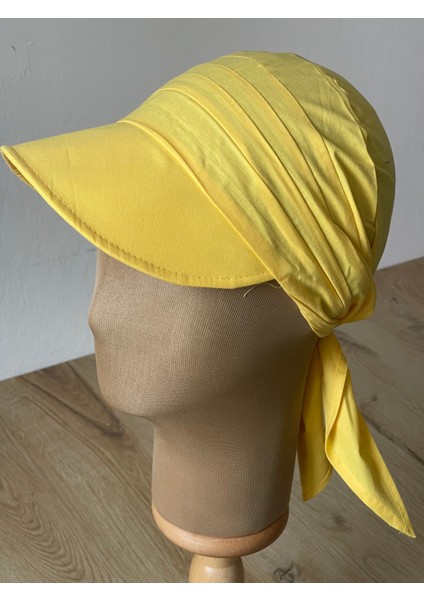 Safari Kadın Şapkası , Bağlamalı Eşarplı Şapka Plaj Şapkası Siperli Bandana Şapka