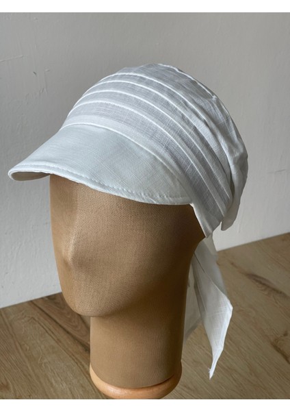 Safari Kadın Şapkası , Bağlamalı Eşarplı Şapka Plaj Şapkası Siperli Bandana Şapka