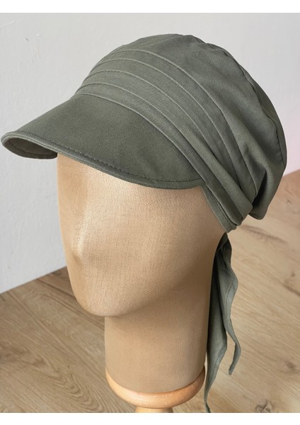 Safari Kadın Şapkası , Bağlamalı Eşarplı Şapka Plaj Şapkası Siperli Bandana Şapka