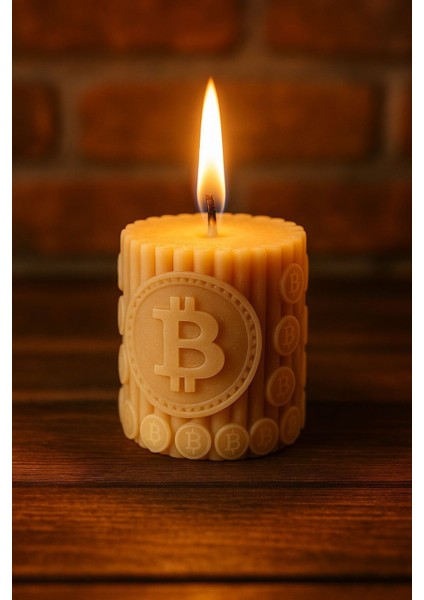Bitcoin Temalı El Yapımı Dekoratif Mum
