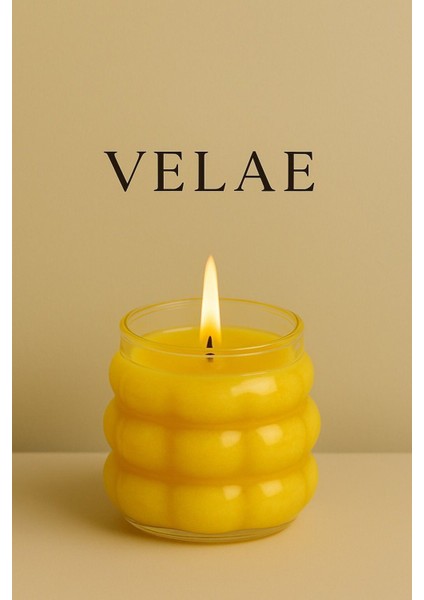 Bal Sarısı Bombeli Tasarım Mum – Dekoratif ve Doğal El Yapımı (Kalple Birlikte)