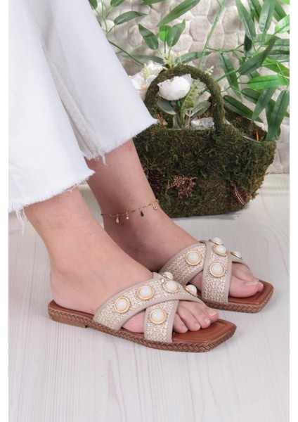 014-20 Fls Toka Detaylı Tatil Terliği Günlük Terlik Kadın Terlik