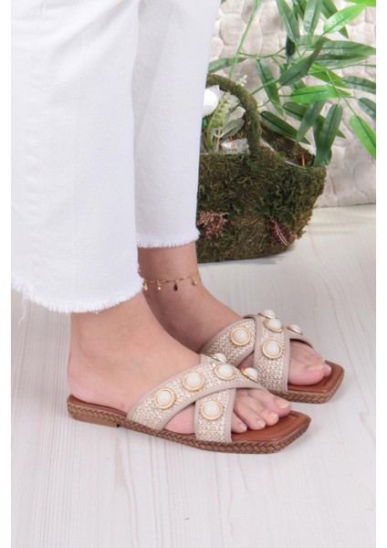 014-20 Fls Toka Detaylı Tatil Terliği Günlük Terlik Kadın Terlik modelleri