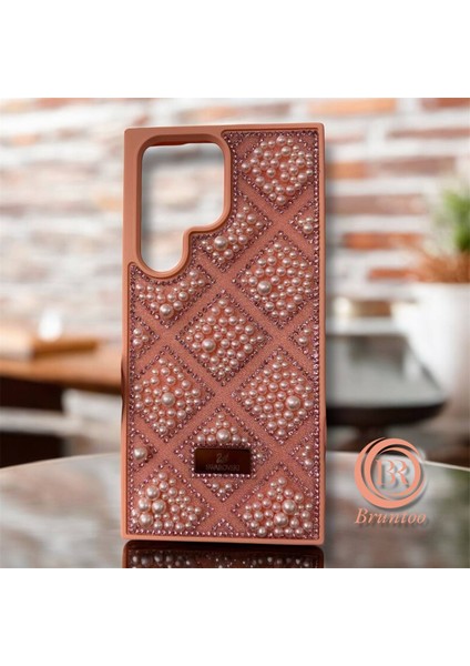 Samsung Galaxy S23 Ultra Taşlarla Süslenmiş Kılıf Inci Boncuk Plaid Kapak . modelleri