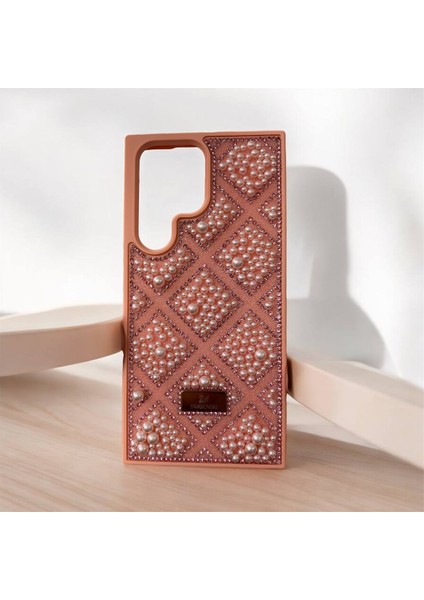 Samsung Galaxy S23 Ultra Taşlarla Süslenmiş Kılıf Inci Boncuk Plaid Kapak . fırsatları