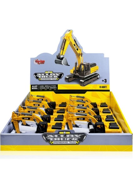 Vardem Sürtmeli Metal Inşaat Aracı Kazıcı Ekskavatör 1:55 Ölçek modelleri