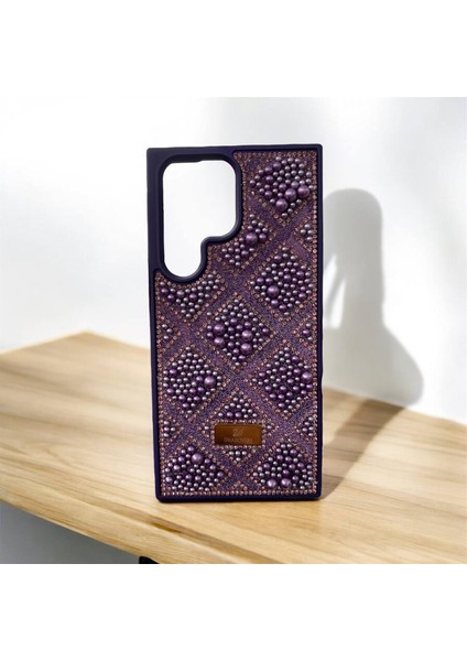 Samsung Galaxy S23 Ultra Taşlarla Süslenmiş Kılıf Inci Boncuk Plaid Kapak . fırsatları