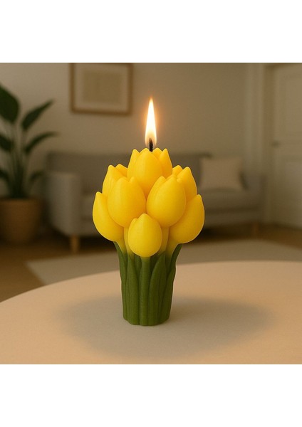Lale Çiçeği El Yapımı Mum %100 Doğal Soya Wax