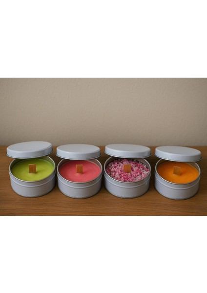 Metal Kutuda El Yapımı Mum Doğal Soya Wax (2 Adet) modelleri