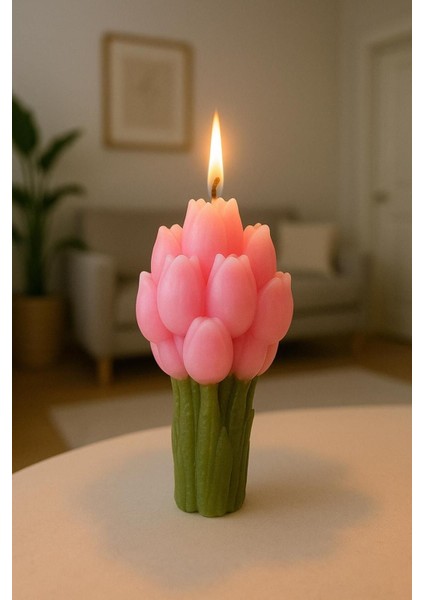 Lale Çiçeği El Yapımı Mum %100 Doğal Soya Wax