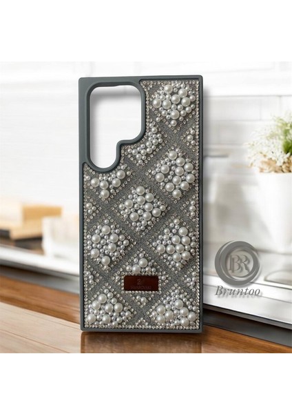 Samsung Galaxy S23 Ultra Taşlarla Süslenmiş Kılıf Inci Boncuk Plaid Kapak . fiyatları