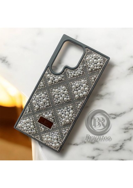 Samsung Galaxy S23 Ultra Taşlarla Süslenmiş Kılıf Inci Boncuk Plaid Kapak . modelleri