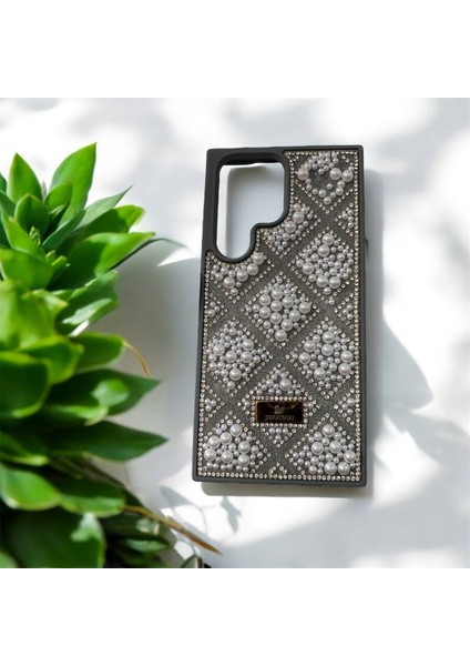 Samsung Galaxy S23 Ultra Taşlarla Süslenmiş Kılıf Inci Boncuk Plaid Kapak . fırsatları
