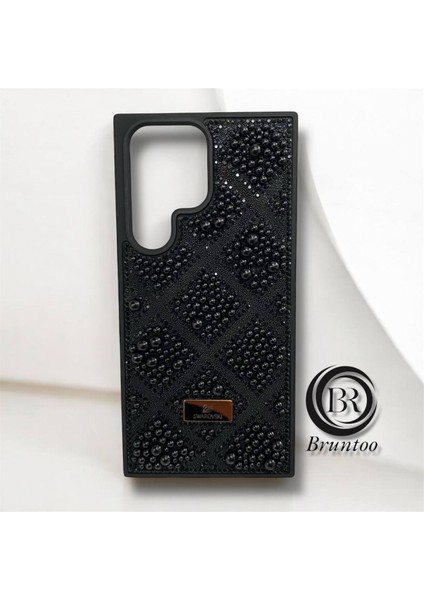 Samsung Galaxy S23 Ultra Taşlarla Süslenmiş Kılıf Inci Boncuk Plaid Kapak .