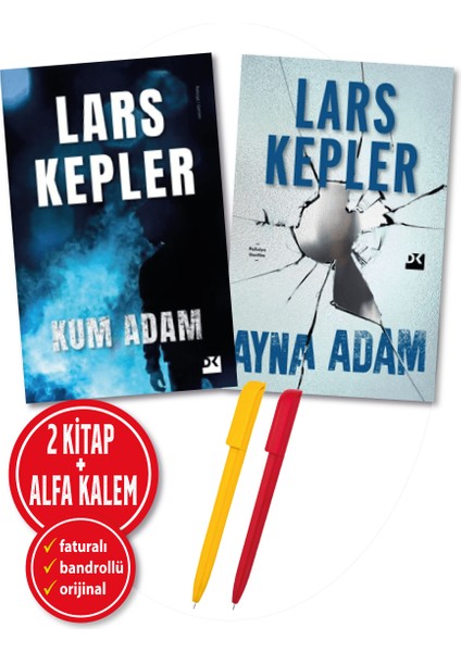 Alfa Kalem+ ''lars Kepler'' 2 Kitap Yeni ''ayna Adam+Kum Adam'' Edebiyat Roman Doğan Kitap