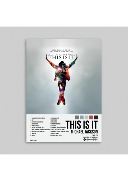 Michael Jackson - This Is It Albüm Spotify Çerçeveli - Çerçevesiz Poster Tablo