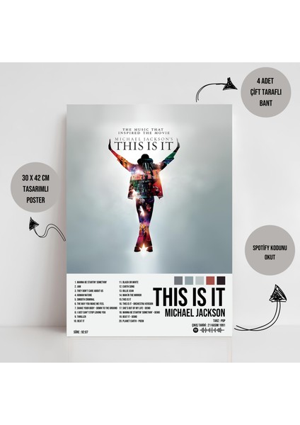 Michael Jackson - This Is It Albüm Spotify Çerçeveli - Çerçevesiz Poster Tablo fiyatları
