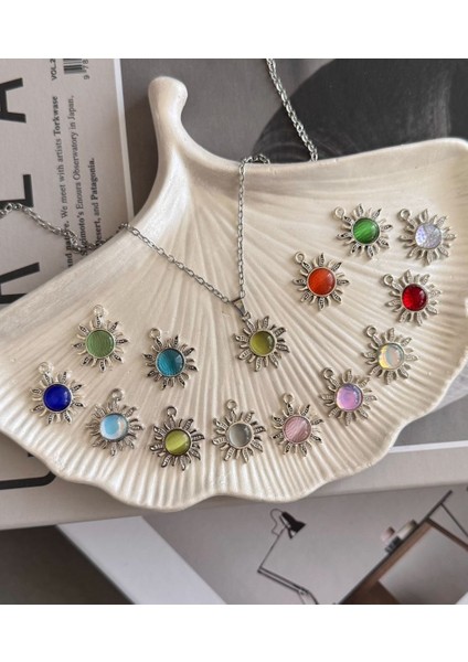 Renkli Güneş Çelik Kolye, Pinterest Kolye