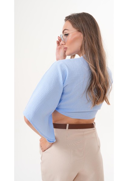 Önden Bağlamalı Müslin Bolero Açık Mavi fırsatları