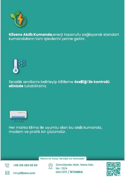 Enerji Tasarruflu Akıllı Klima Kumandası RC1000 fırsatları