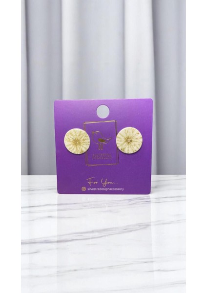 Silvestra “golden Daisy” 24 Ayar Altın Detaylı Porselen Küpe