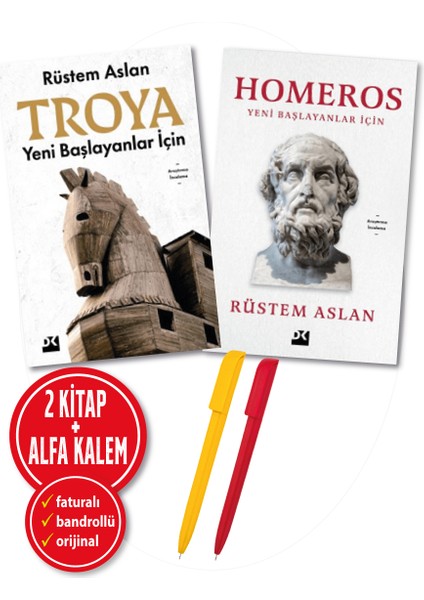 Alfa Kalem+ ''rüstem Aslan 2 Kitap'' ''homeros - Yeni Başlayanlar Için+Yeni Başlayanlar Için Troya''