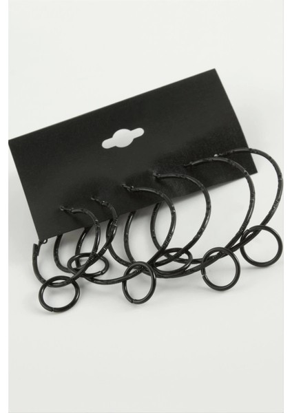 Noktalı Iç Içe Metal Halka Küpe 6 Adet