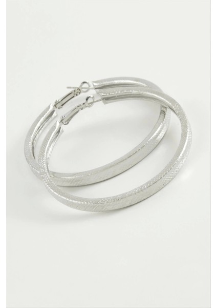 Kare Baklava Desenli Halka Küpe 3,5 cm