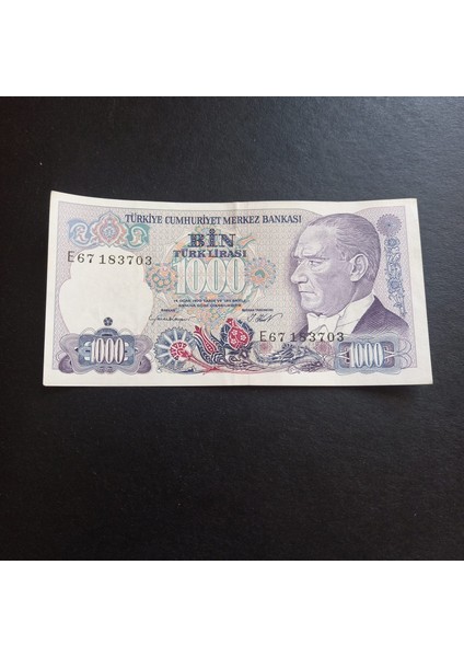 Escoines 399636884149CD2D45 7.emisyon 1000 Türk Lirası E67 Serisi Çt Eski Kağıt Para