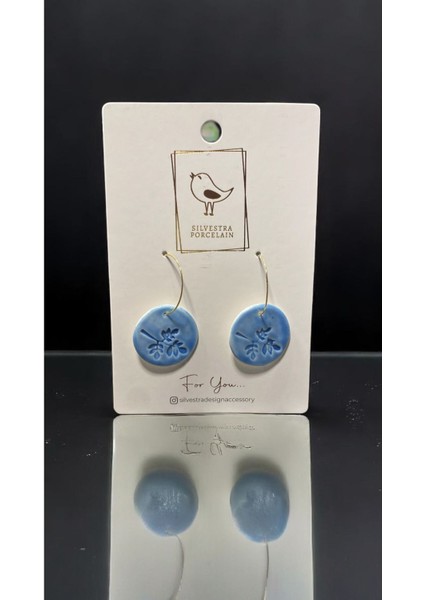 Silvestra “blue Leaf” El Yapımı Porselen Küpe