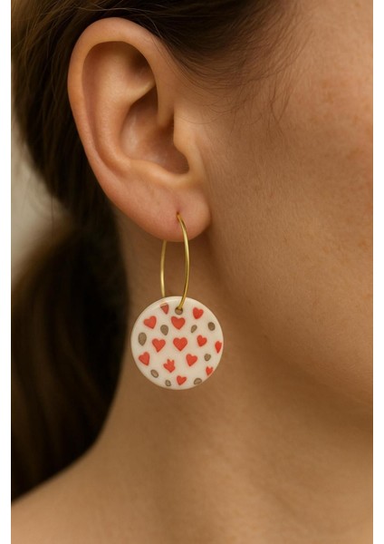 Silvestra “gerçek Altın Red Hearts” Porselen Küpe