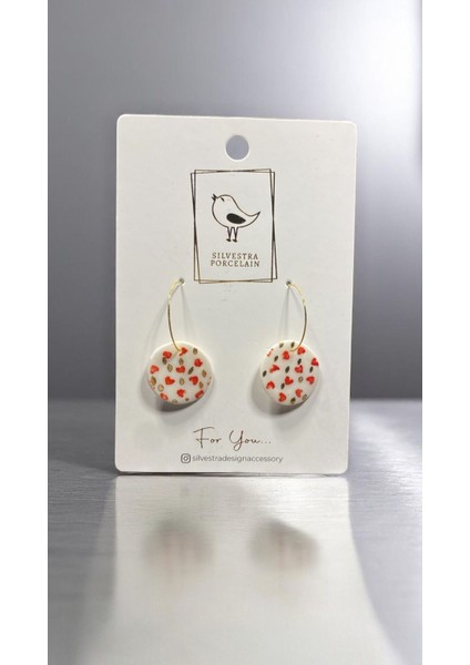 Silvestra “gerçek Altın Red Hearts” Porselen Küpe