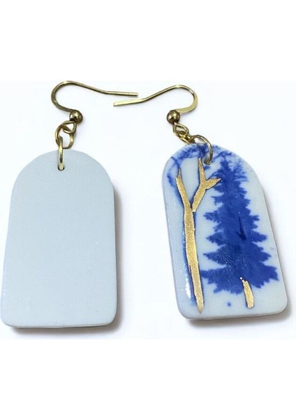 Silvestra “gerçek Altın Blue Forest” El Yapımı Porselen Küpe fırsatları