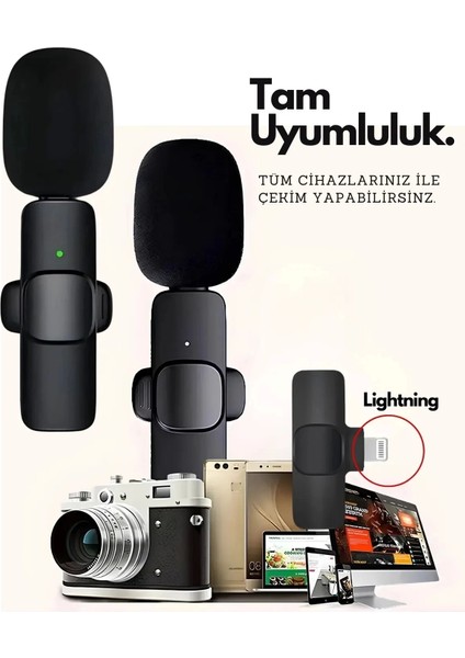 Type-C Çiftli Kablosuz Yaka Mikrofonu Seti - Youtube, Tiktok, Vlog ve Canlı Yayınlar Için Telefon Uyumlu Çift Mikrofon modelleri