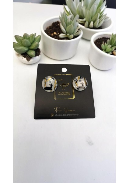 Silvestra “golden Deer” El Yapımı 24 Ayar Altın Detaylı Porselen Küpe modelleri