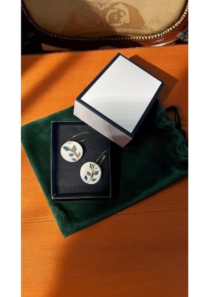 Silvestra “golden Leaf” 24 Ayar Altın Detaylı El Yapımı Porselen Küpe