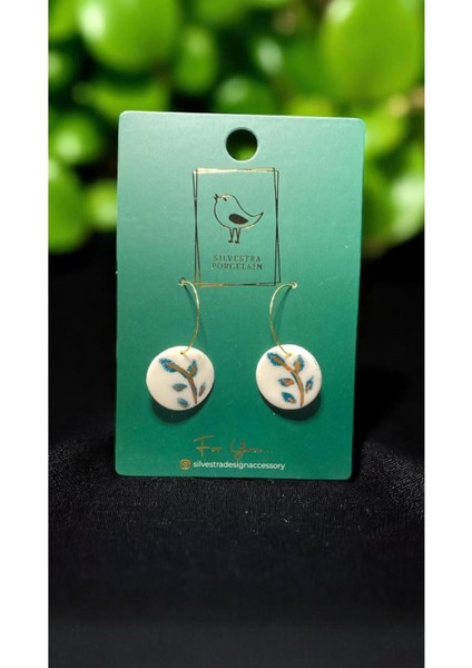 Silvestra “golden Leaf” 24 Ayar Altın Detaylı El Yapımı Porselen Küpe modelleri