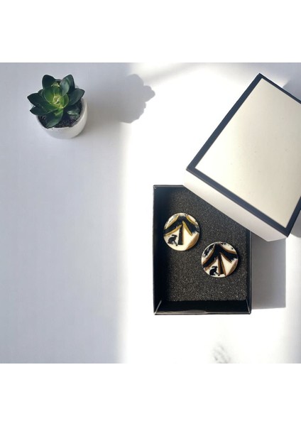 Silvestra “golden Branch” El Yapımı 24 Ayar Altın Detaylı Porselen Küpe