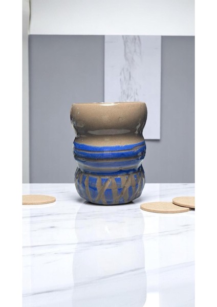 Silvestra “azure Strata” El Yapımı Stoneware Kupa – 350 ml
