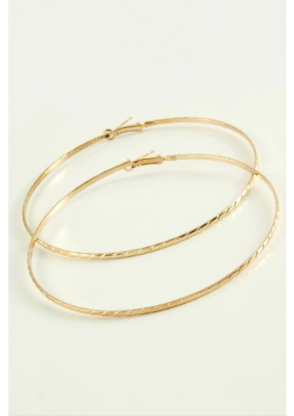 Çizgili Metal Halka Küpe 8-9-10 cm