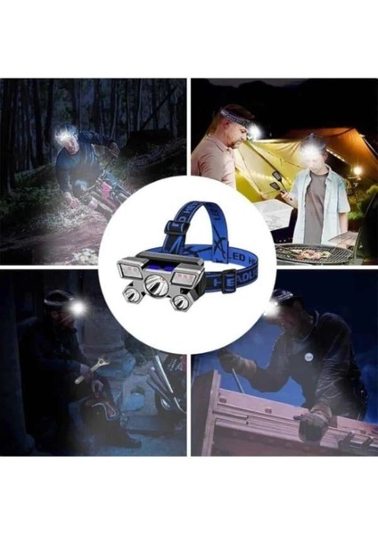 5 LED Far Şarj Edilebilir Güçlü Kafa Lambası Kamp Lambası 4 Modlu fırsatları