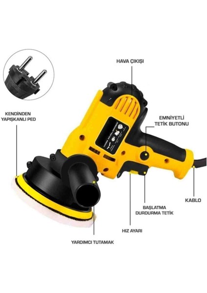 İyisi Yok Dikey Polisaj Zımpara Makinesi 125MM Devir Ayarlı Polisaj Makinesi Sarı fiyatları