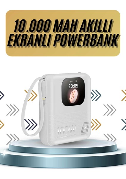 Akıllı Powerbank Ekranlı 10.000 Mah Hızlı Şarj Edebilen 4 Girişli Çok Fonksiyonlu