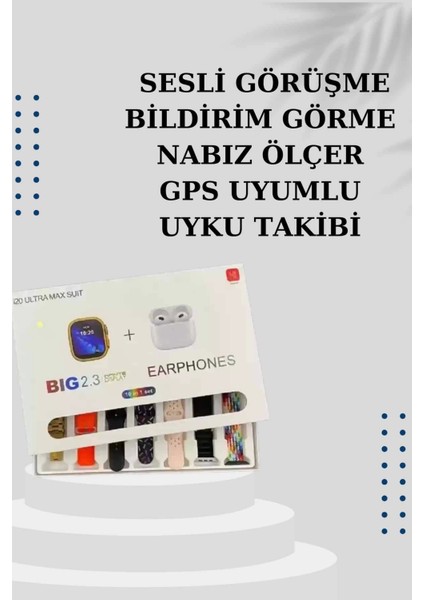 Akıllı Saat 7 Kordonlu Kulaklık Hediyeli Nabız Ölçer Uyku Takibi Sesli Görüşme fiyatları
