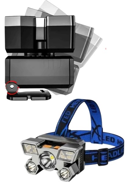 5 LED Far Şarj Edilebilir Güçlü Kafa Lambası Kamp Lambası 4 Modlu fiyatları