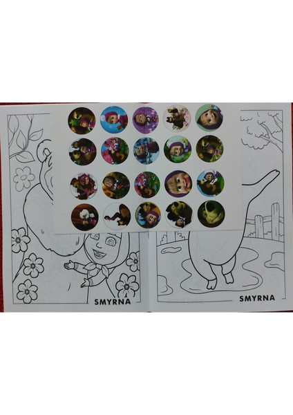 2 Adet Stickerli Boyama Kitabı ve 12 Li Tüp Kuru Boya Kalemi (Minnie/masha ve Koca Ayı ) modelleri