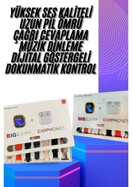 Akıllı Saat ve Air Pro Kulaklık 7 Kordonlu Çok Fonksiyonlu Ikili Set fiyatları