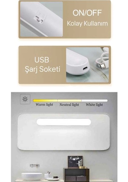 Cata Ct 5249 Beyaz Kasa 3W Şarjlı LED Aplik Dokunmatik 3 Renk Modu indirimleri